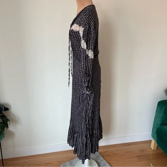 Sandro Marceau Lace-Inset Floral Prairie Cottagecore Midi Dress NWT Size 36/US S - Picture 3 of 10